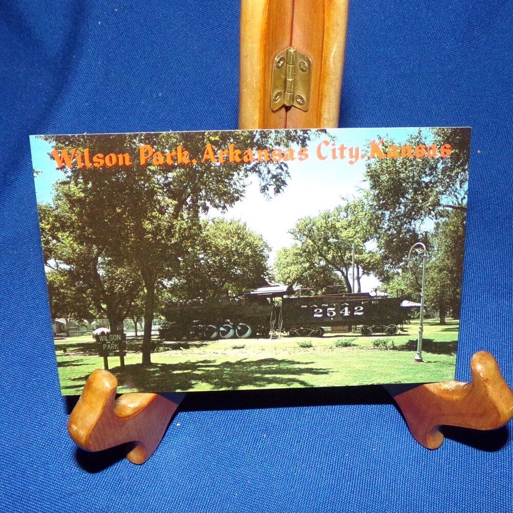 Wilson Park Postcard - Arkansas City, Kansas - Santa Fe Train Locomotive Unused